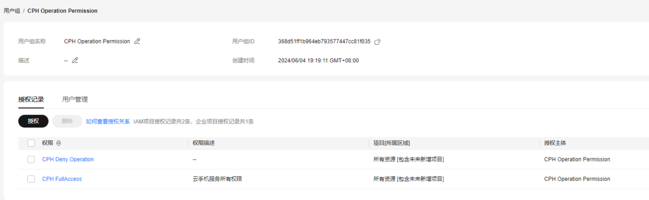 云手机服务器 CPH 用户指南-权限配置示例