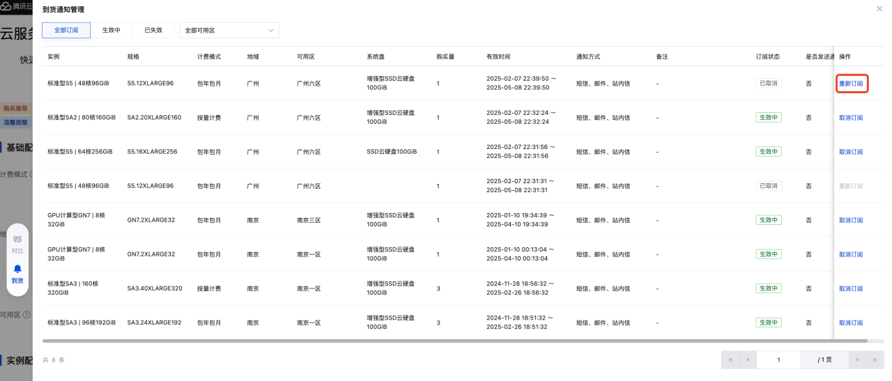 腾讯云云服务器-怎么设置到货提醒？