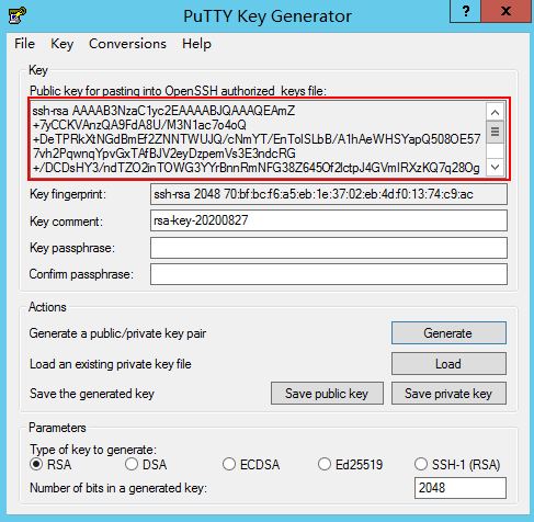 华为云弹性服务器-通过PuTTY Key Generator工具创建密钥对