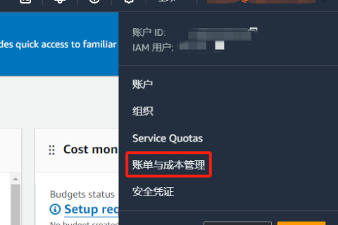 如何在AWS控制台中创建每月成本预算？